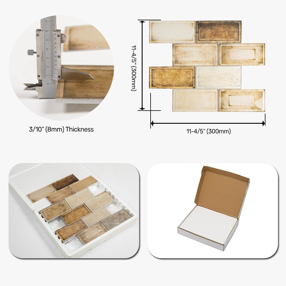 Industrial Age Retro Brown 12 x 12 Inch Glass Subway Tile (5 Pcs/Box, 5 sq.ft.)